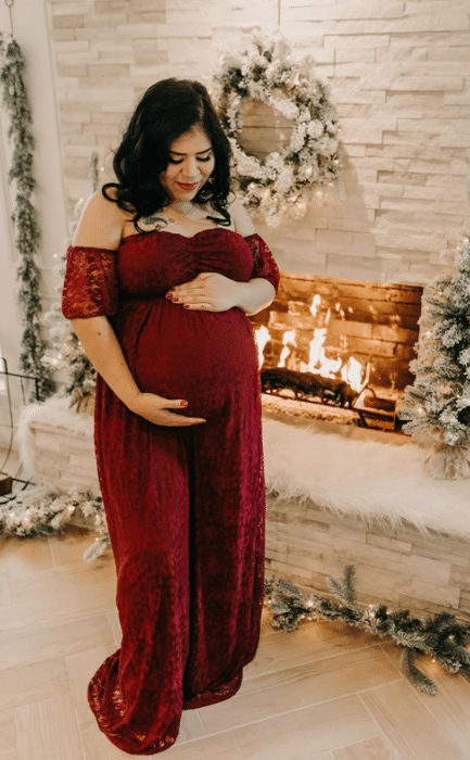 Red Lace Maternity Christmas Dress