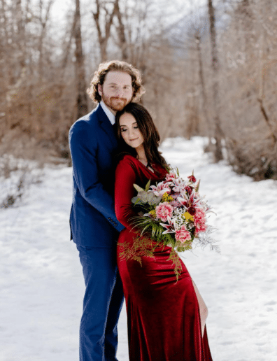 Red Velvet Long Dress for Christmas and Winter Photo Sessions