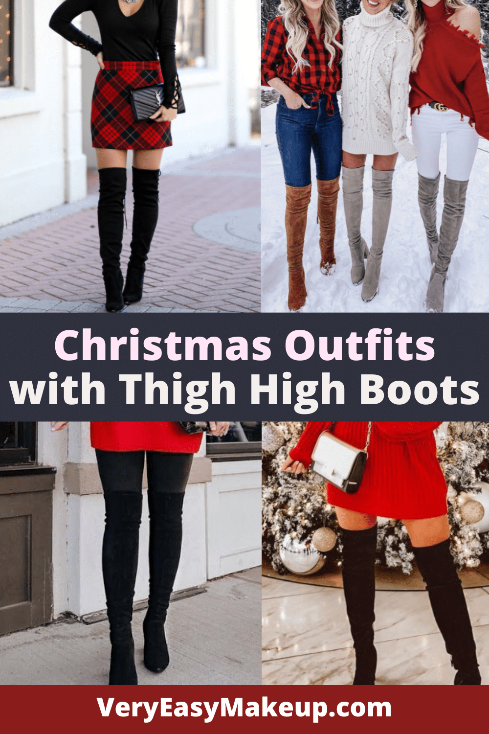 Sexy Christmas Outfits with Thigh High Boots by Very Easy Makeup