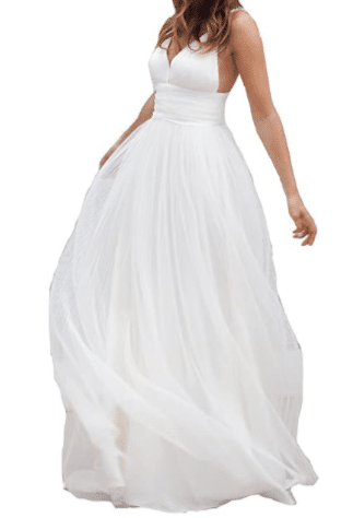 V-Neck Sleeveless Beach Wedding Dress