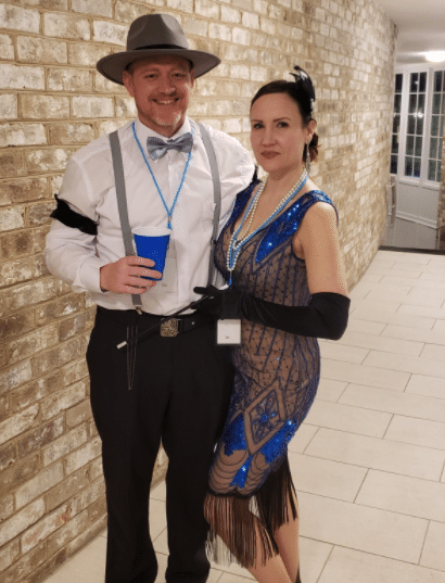 Art Deco Flapper Dress with Fringe in Blue