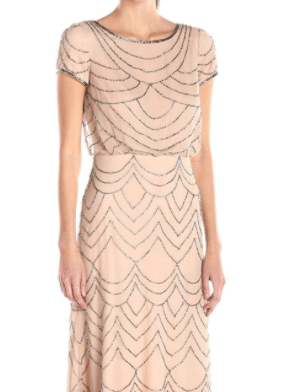 Art Deco Short Sleeve Scallop Bridesmaid Dress