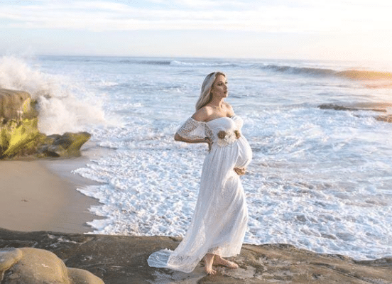 Beach Maternity Photoshoot with Boho Lace Dress
