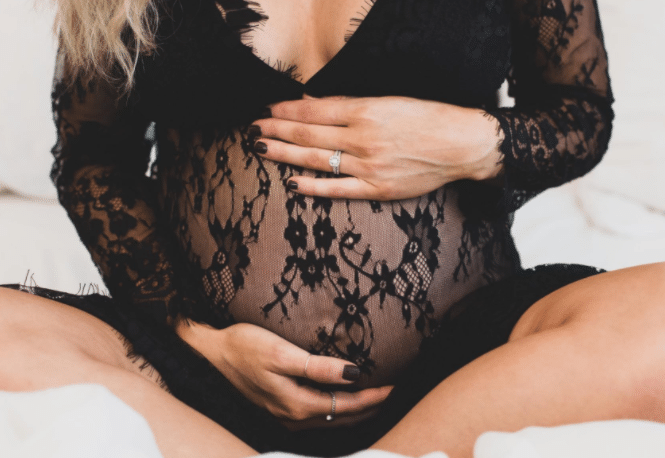 Black See Through Lace Boho Maternity Dress for Photoshoot