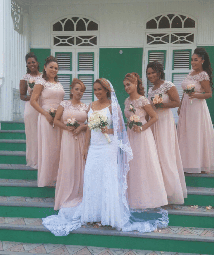 Blush Bridesmaid Dresses with Cap Sleeves