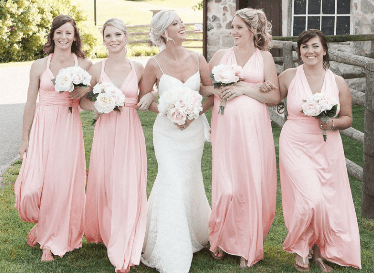 Blush and Light Pink Transformer Infinity Bridesmaid Dresses