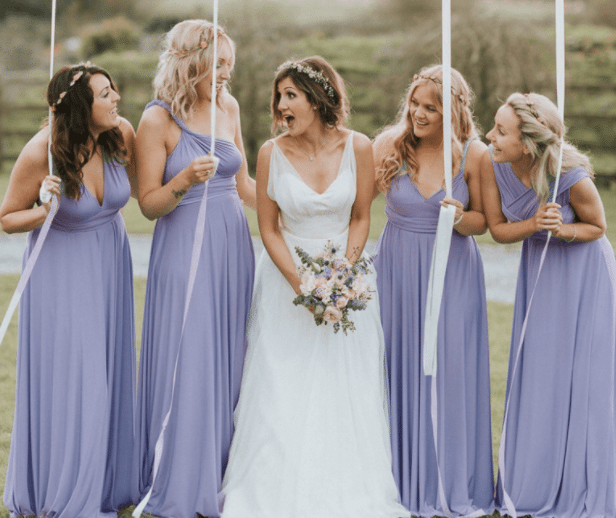 Dusty Blue and Light Purple Infinity Bridesmaid Dresses