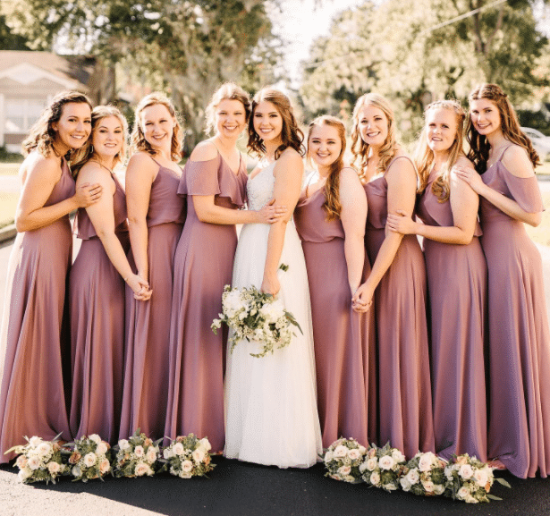 Dusty Rose Bridesmaid Dresses with Sleeves