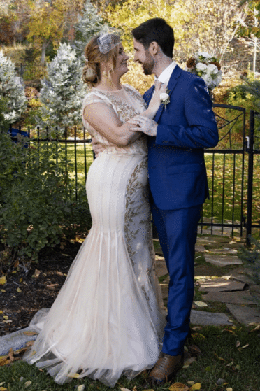 Gold and White Art Deco Wedding Dress by Sarahbridal