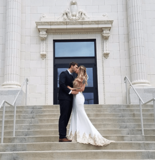 Gold and White Art Deco Wedding Dress for Courthouse Wedding