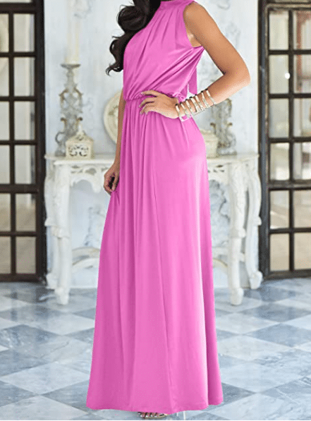 Halter Sleeveless Bridesmaid Dress in Hot Pink Under $100