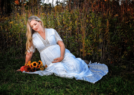 Lace Boho Maternity Photoshoot Dress with Sleeves