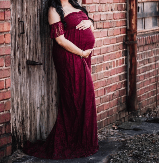 Lace and Off the Shoulder Boho Baby Shower and Maternity Photoshoot Dress