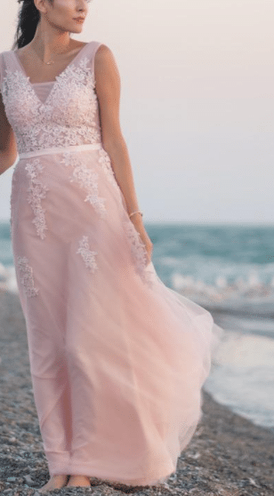 Light Pink Vintage Dress for Weddings and Engagement Photos