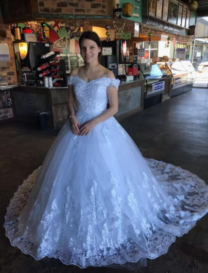 Off the Shoulder Lace Princess Wedding Dress