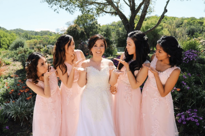 Pearl Pink Bridesmaid Dresses with V Neck Under $100