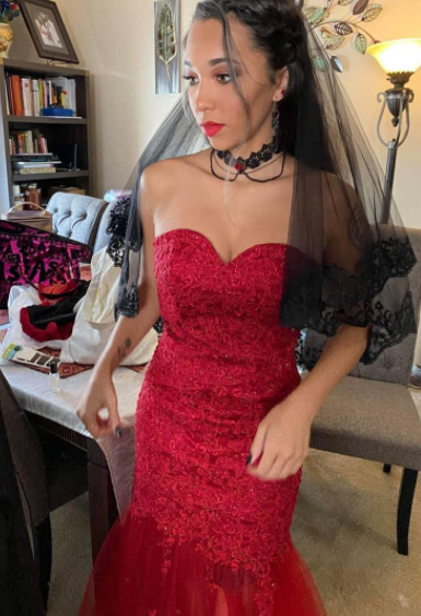 Red Gothic Mermaid Wedding Dress