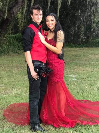 Red Gothic Wedding Dress with Train