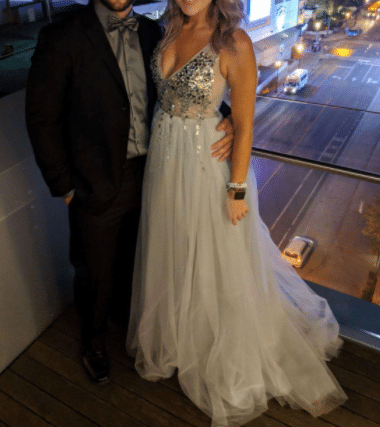 Silver Sequin V Neck Prom Dress Under $200 Online