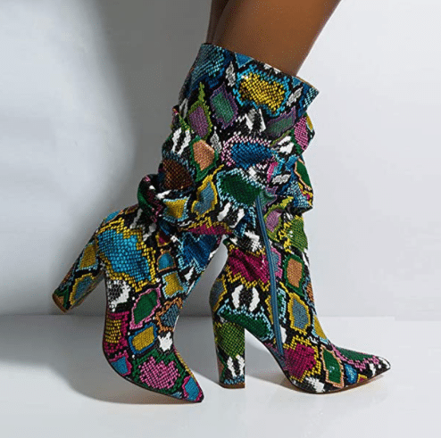 Tall Multi Colored Snakeskin Boots