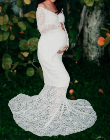 best mermaid lace long sleeve maternity wedding dress