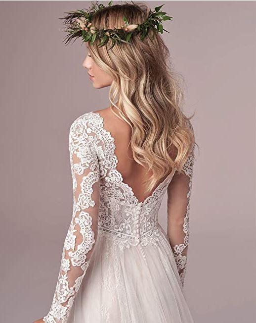 boho bridal lace wedding dress