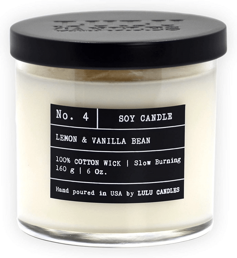 made in the USA soy candle with lemon and vanilla for bridesmaid gift