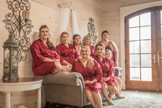 burgundy and wine red cheap bridesmaid robes in bulk for rustic wedding