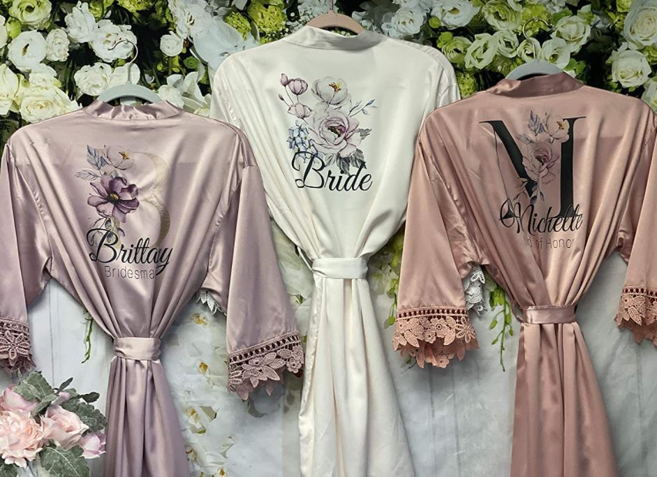custom silk satin bridesmaid robes on Amazon