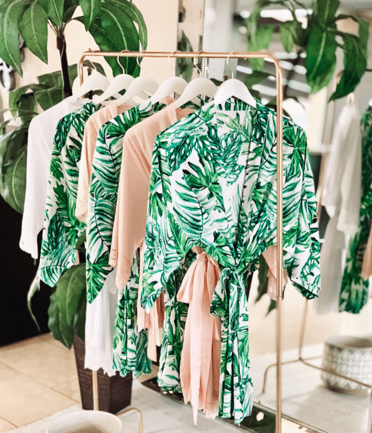 floral leaf cheap tropical bridesmaid robe in bulk