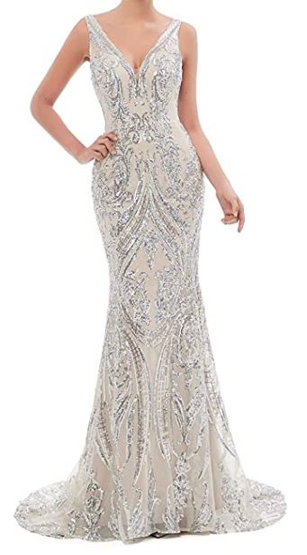 haixiangdress Women's Sequins Mermaid Prom Evening Party Dress Lace-Up Gown
