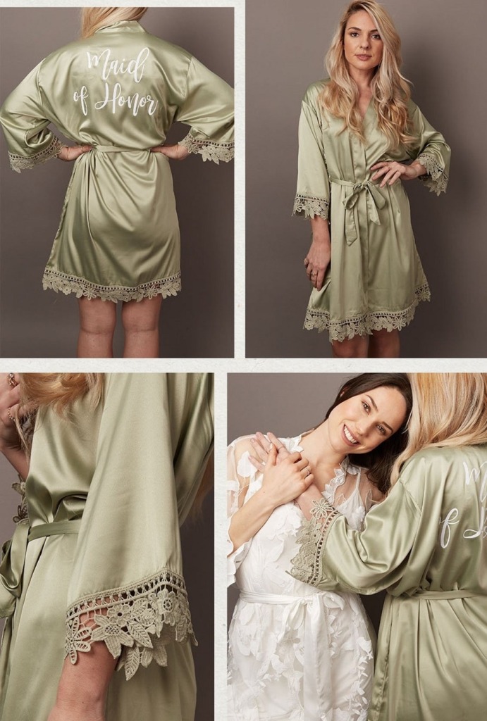 light green and mint green cheap silk satin bridesmaid robe in bulk on Amazon
