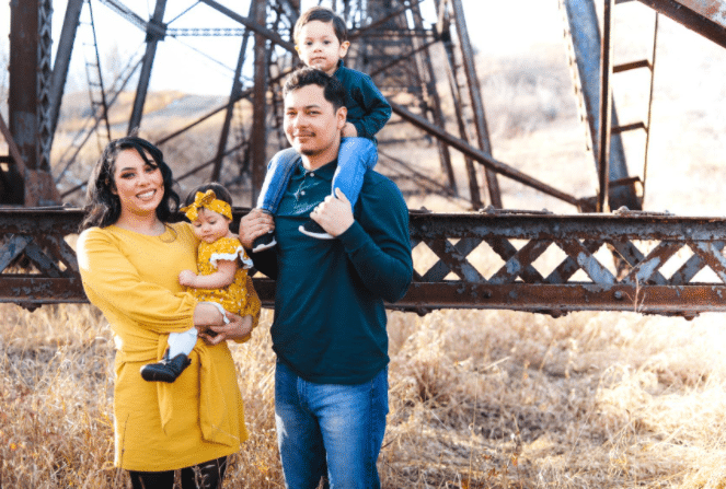 outdoor fall family photoshoot inspiration with baby girl and toddler boy
