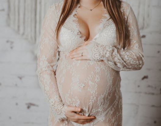 see through boho lace maternity photoshoot dress