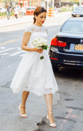cheap floral lace short wedding dress on Amazon