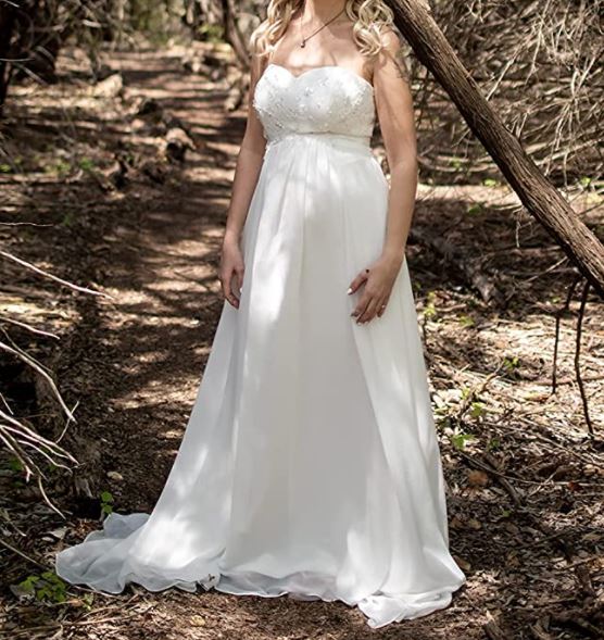 strapless maternity wedding dress to hide pregnancy bump
