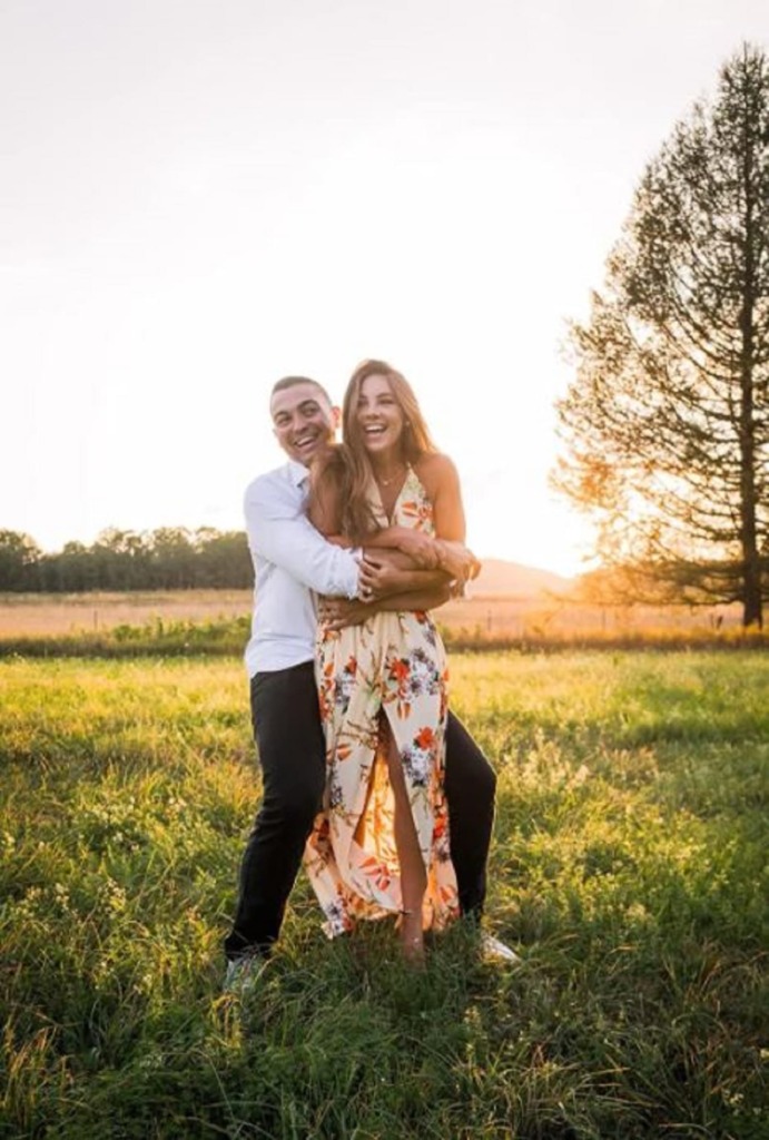 summer engagement photo idea with maxi dress