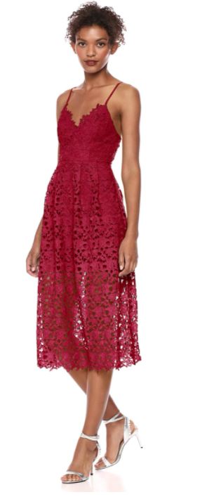 red winter wedding guest midi dress in red by ASTR