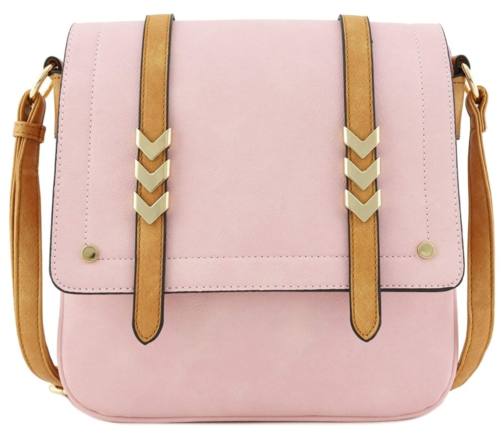 cheap light pink boho purse by ALYSSA with leather and flapover crossbody bag