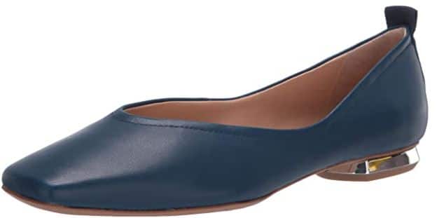 Franco Sarto Women's Navy Blue Ballet Flats with Silver Low Heel