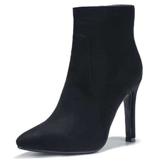 Black Ankle Booties with Pointed Toe and High Heel