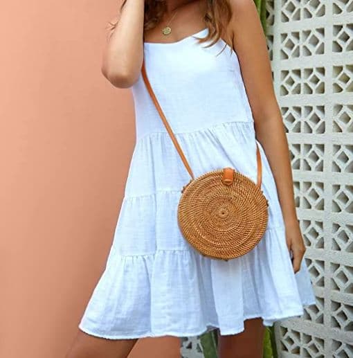 best rattan round shoulder bag on Amazon for cheap