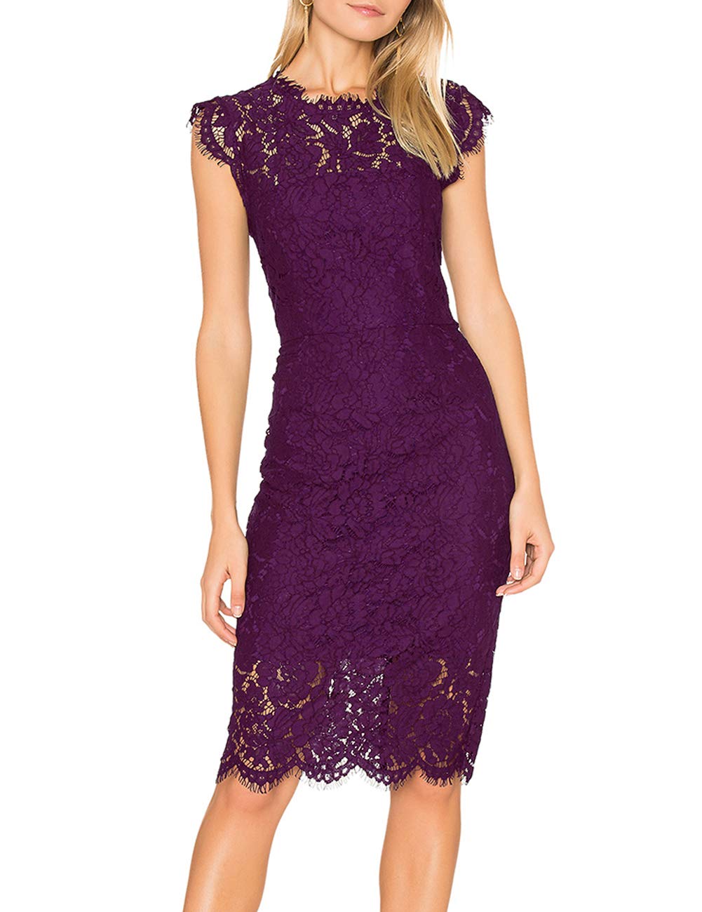 purple and plum lace cocktail dress by MEROKEETY for wedding guests and mother of the bride