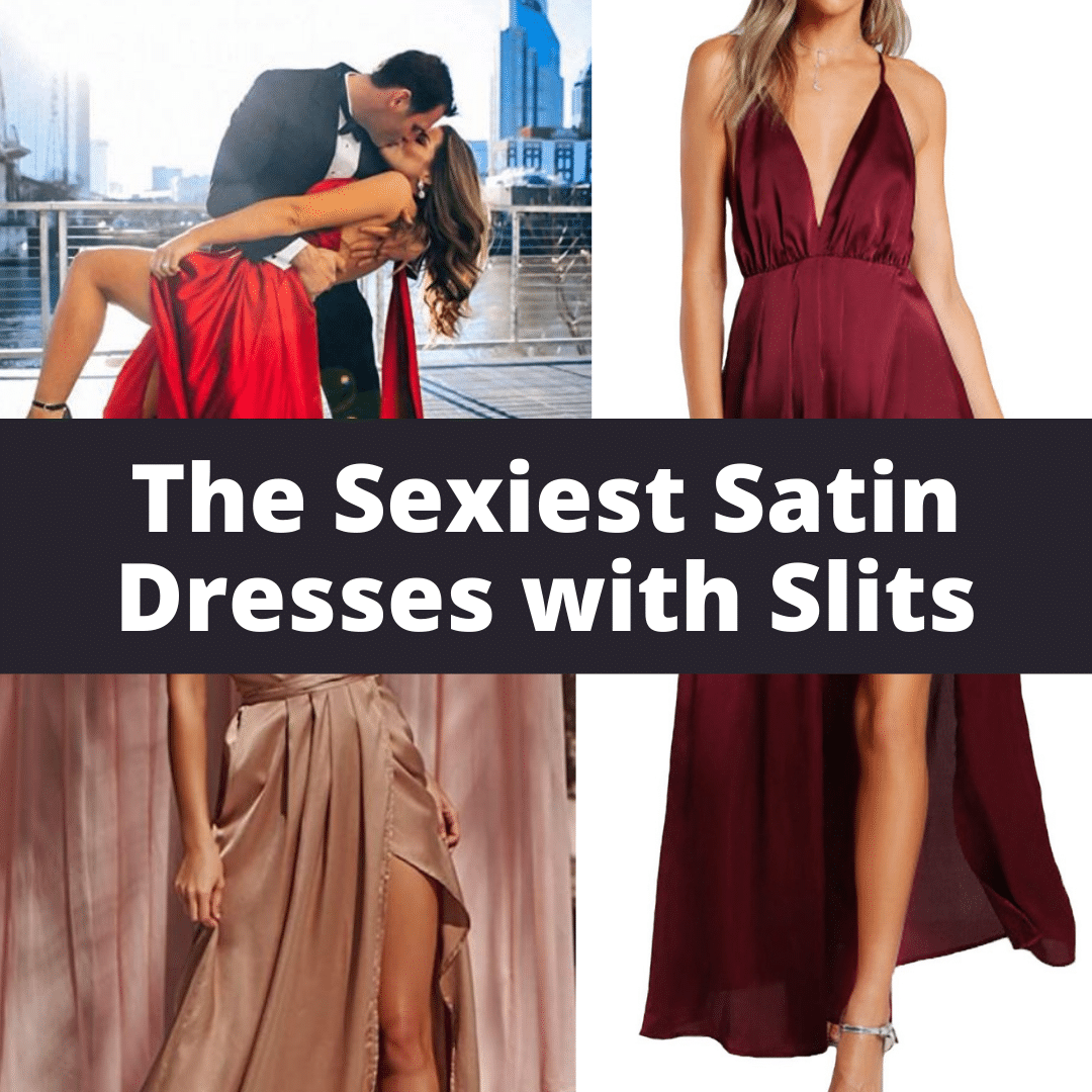 the sexiest satin dresses with slits and satin dresses for wedding guests online by Very Easy Makeup