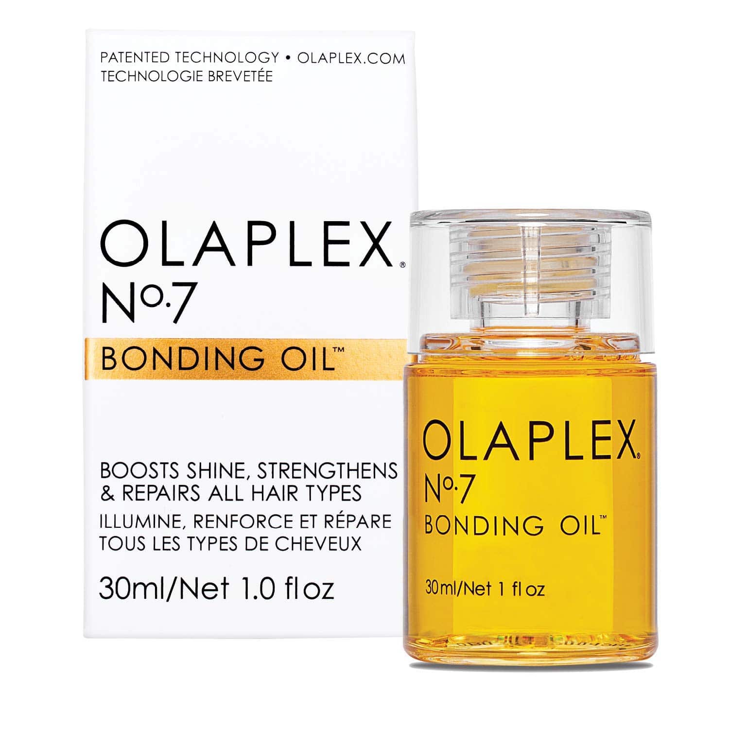 Olaplex No 7 Bonding Oil to boost shine, strengthen hair, and protect hair