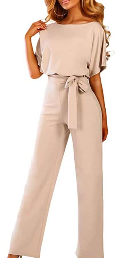 classy beige jumpsuit for spring outfits