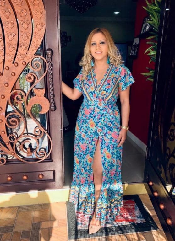 boho floral print maxi dress outfit for spring