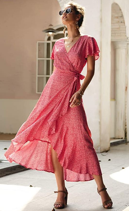 red boho maxi dress on Amazon by ECOWISH