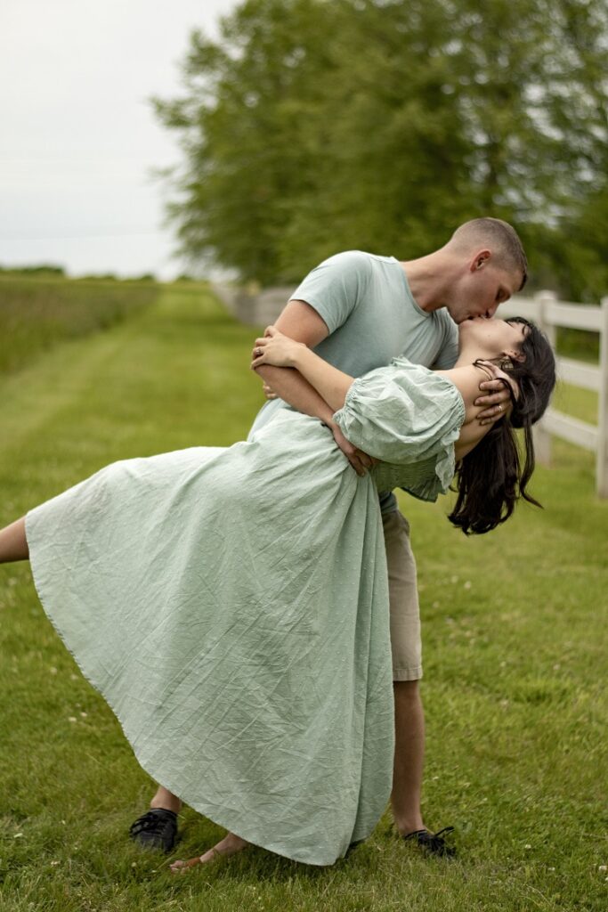 Summer Engagement Photo Idea with Green Dress