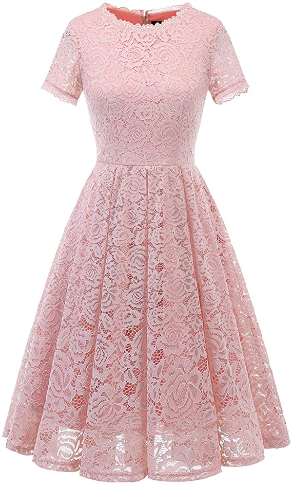 casual pink wedding guest dress with sleeves